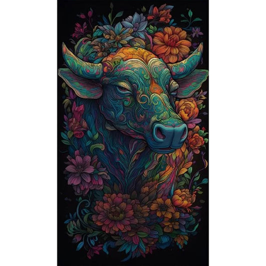 Flower Cow - Full Round Drill Diamond Painting 40*70CM