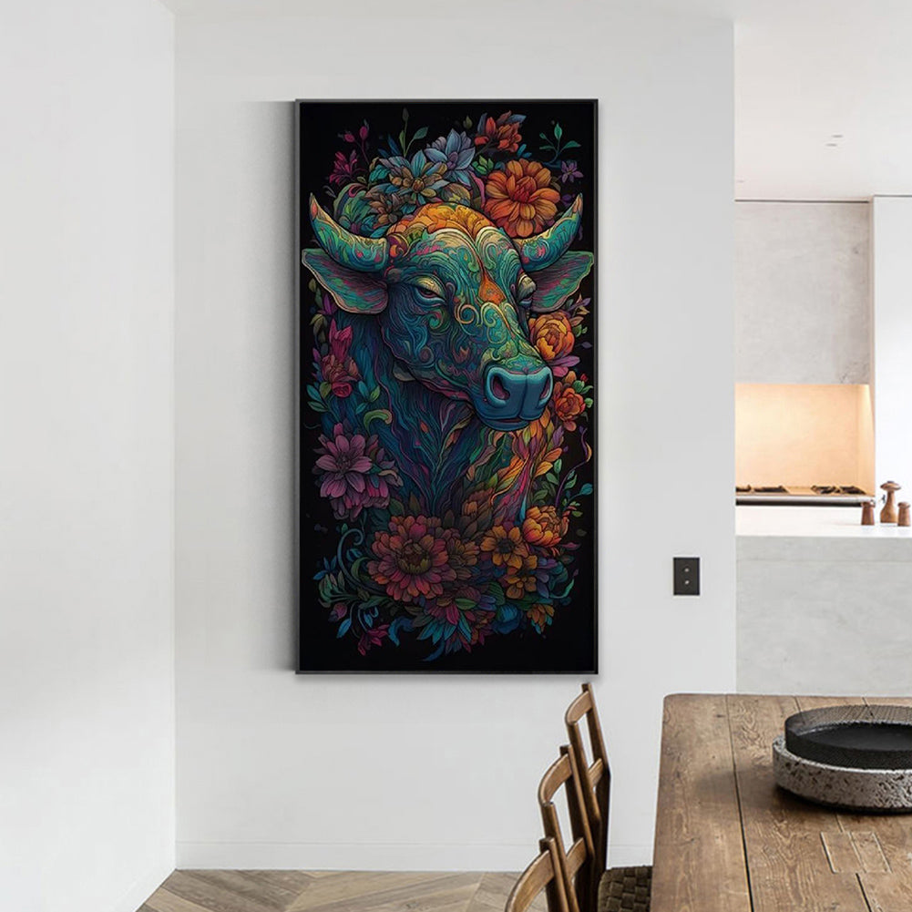 Flower Cow - Full Round Drill Diamond Painting 40*70CM