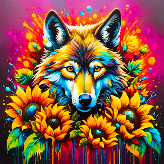 Sunflower Wolf - Full AB Square Drill Diamond Painting 40*40CM