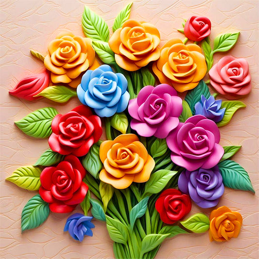 Embossed Roses - Full AB Square Drill Diamond Painting 40*40CM