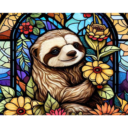 Stained Glass Sloth - Full AB Round Drill Diamond Painting 50*40CM