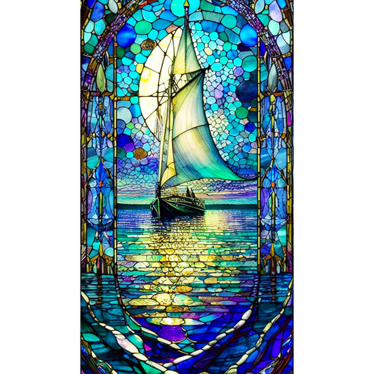 Glass Sailboat - Full Round Drill Diamond Painting 40*70CM