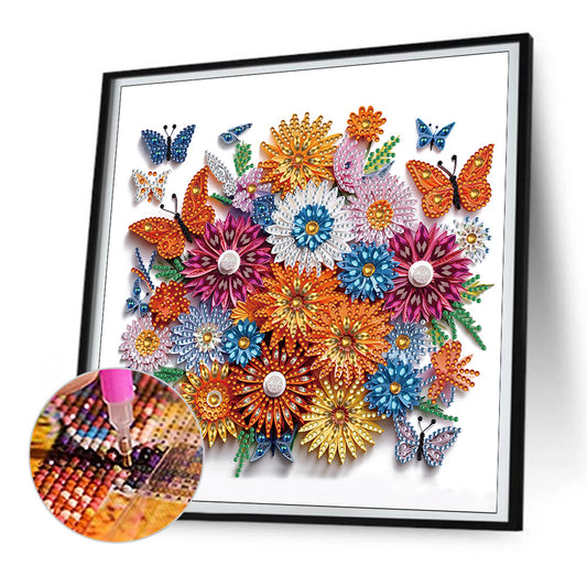 Butterfly Wreath Paper Painting - Special Shaped Drill Diamond Painting 30*30CM