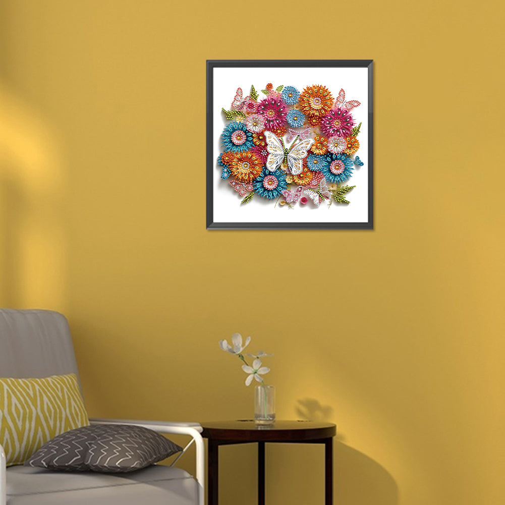 Butterfly Wreath Paper Painting - Special Shaped Drill Diamond Painting 30*30CM
