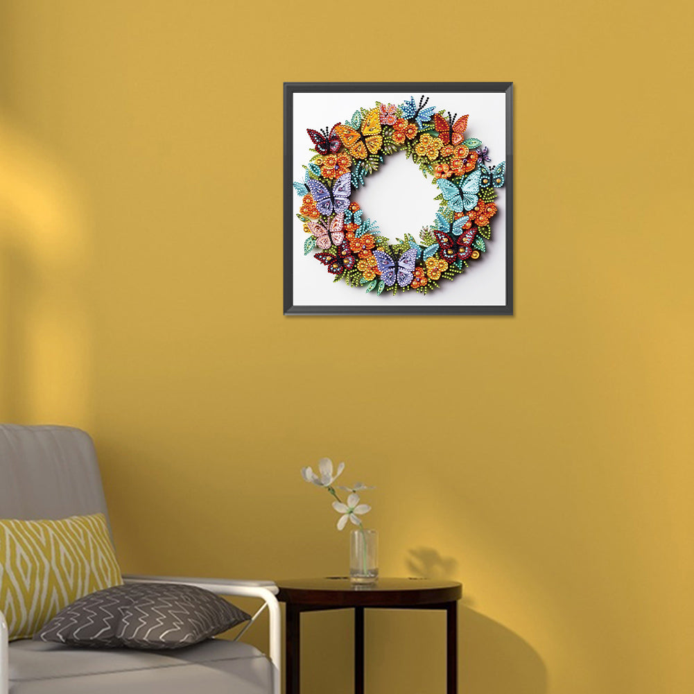 Butterfly Wreath Paper Painting - Special Shaped Drill Diamond Painting 30*30CM
