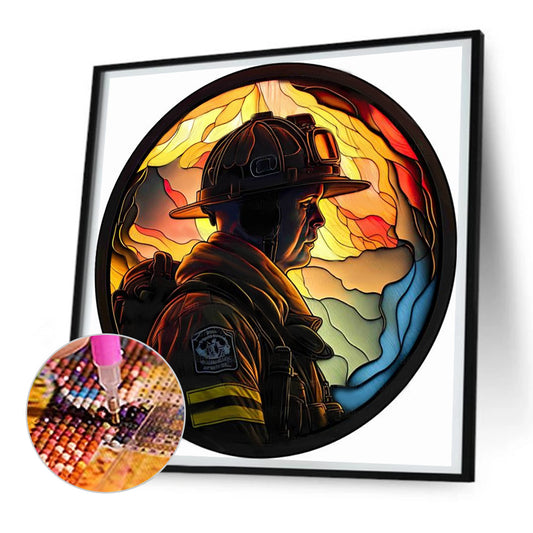 Medallion Firefighter - Full Round Drill Diamond Painting 30*30CM