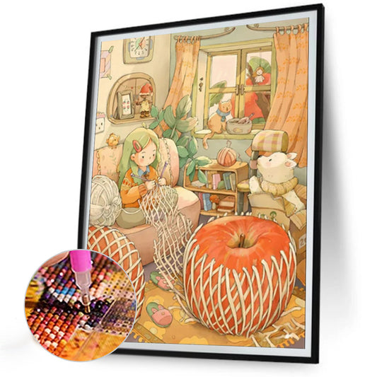 Little Girl Weaving Web - Full Round Drill Diamond Painting 30*40CM