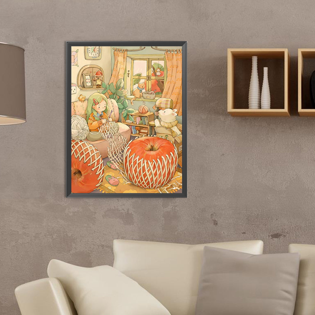 Little Girl Weaving Web - Full Round Drill Diamond Painting 30*40CM