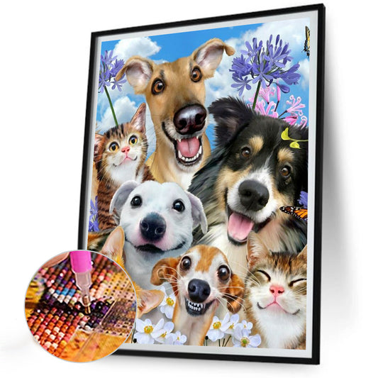 Happy Dog Family - Full Round Drill Diamond Painting 30*40CM