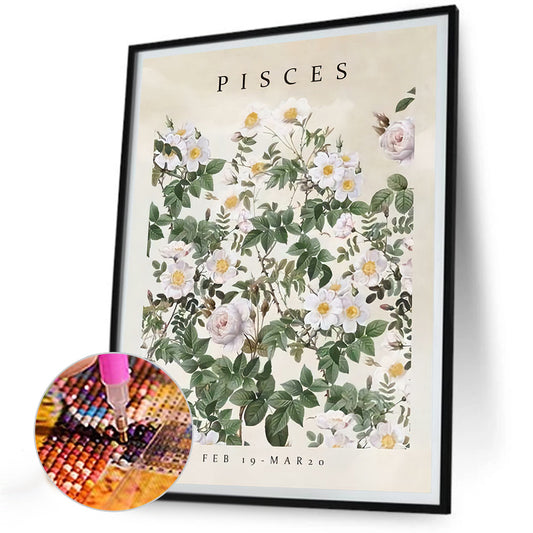 Pisces Flower - Full Round Drill Diamond Painting 30*40CM