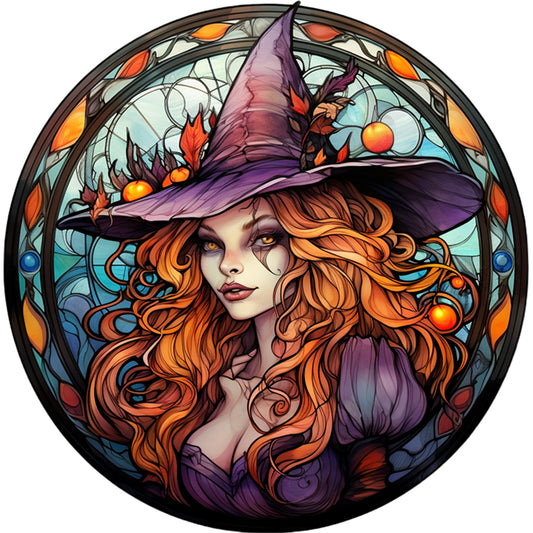 Glass Painting-Halloween Witch - 11CT Stamped Cross Stitch 40*40CM