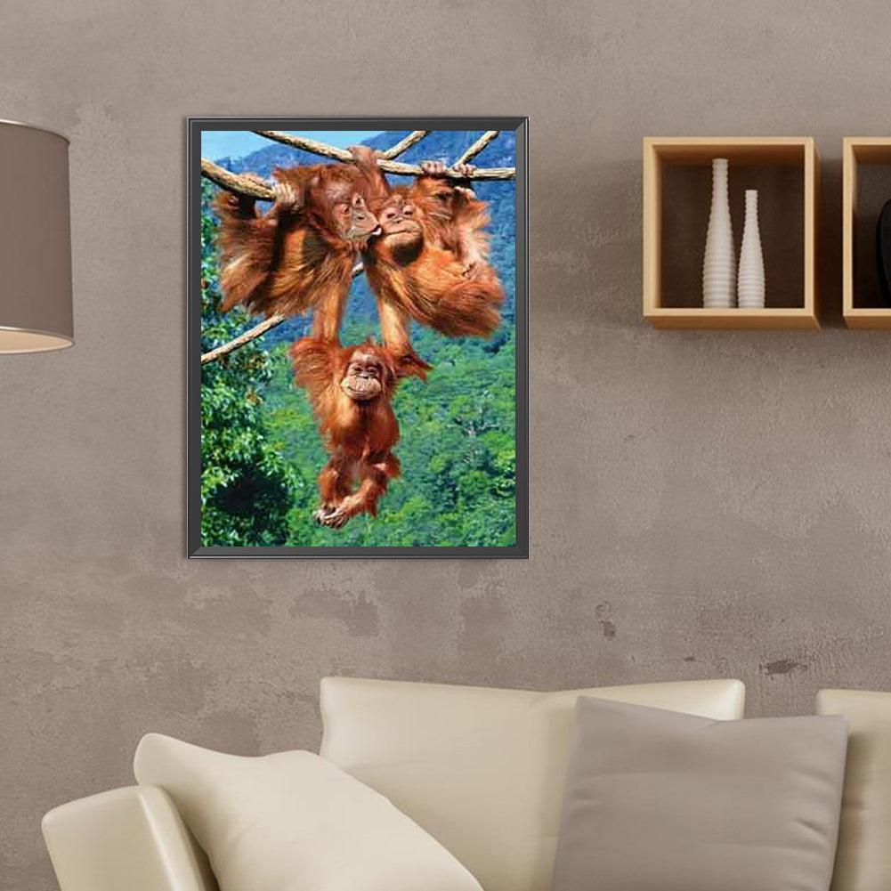 Monkey Paradise - Full Round Drill Diamond Painting 30*40CM