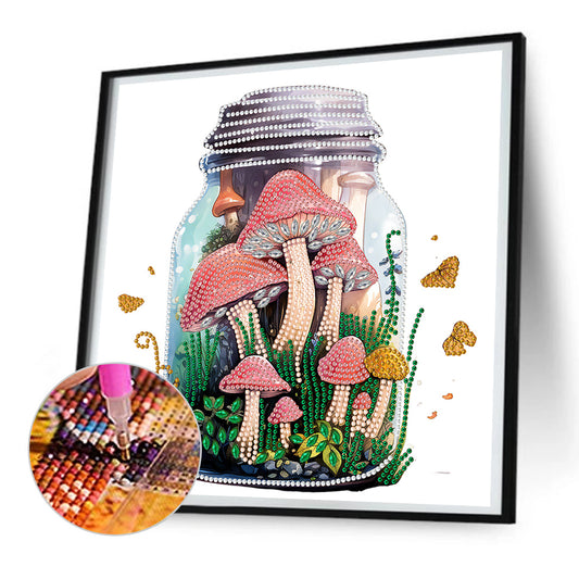 Glass Bottle Mushroom House - Special Shaped Drill Diamond Painting 30*30CM