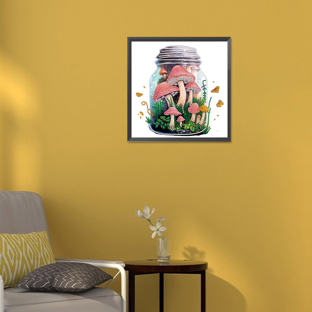 Glass Bottle Mushroom House - Special Shaped Drill Diamond Painting 30*30CM