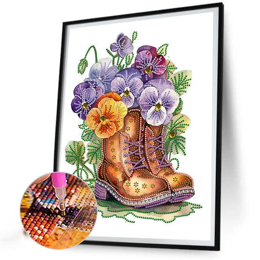 Flower Boots - Special Shaped Drill Diamond Painting 30*40CM