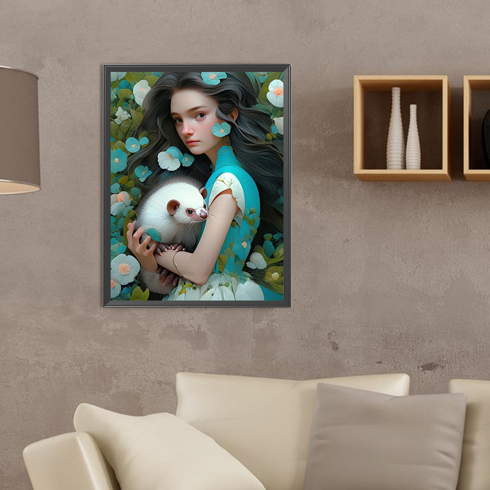 Animal Woman - Full Round Drill Diamond Painting 30*40CM
