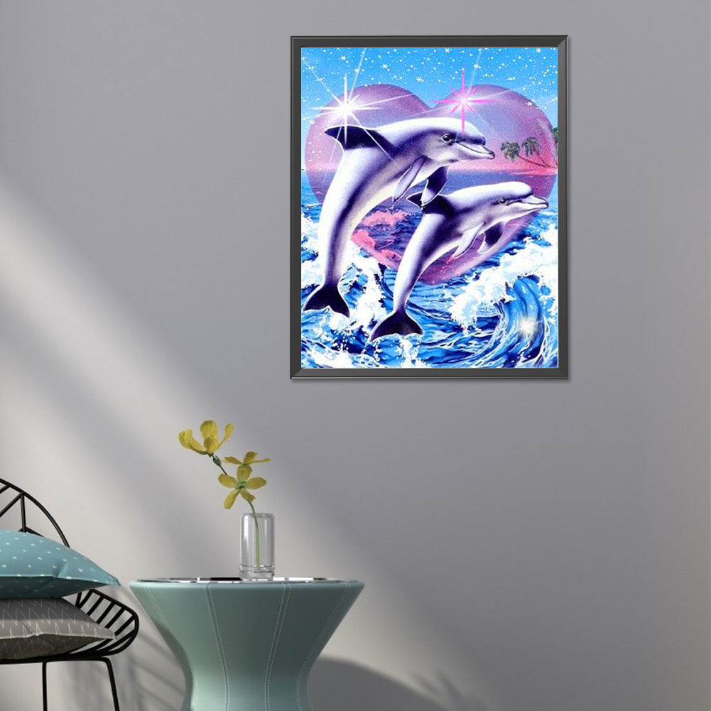 Love Dolphins - Full Round Drill Diamond Painting 40*50CM