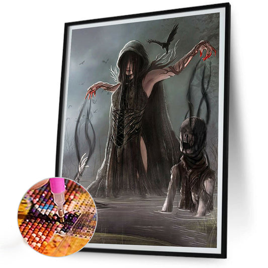 Horror Woman - Full Round Drill Diamond Painting 30*40CM