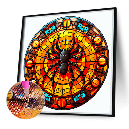 Glass Halloween Spider - Full Round Drill Diamond Painting 50*50CM