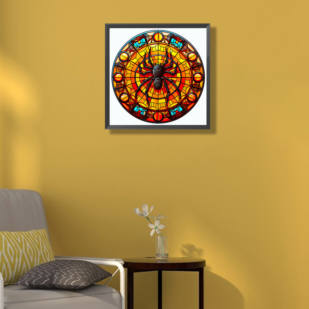 Glass Halloween Spider - Full Round Drill Diamond Painting 50*50CM