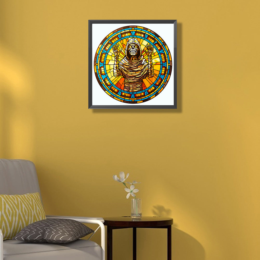 Glass Halloween Mummy - Full Round Drill Diamond Painting 50*50CM