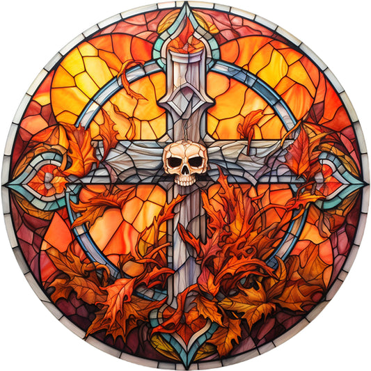 Glass Painting-Halloween - 18CT Stamped Cross Stitch 25*25CM