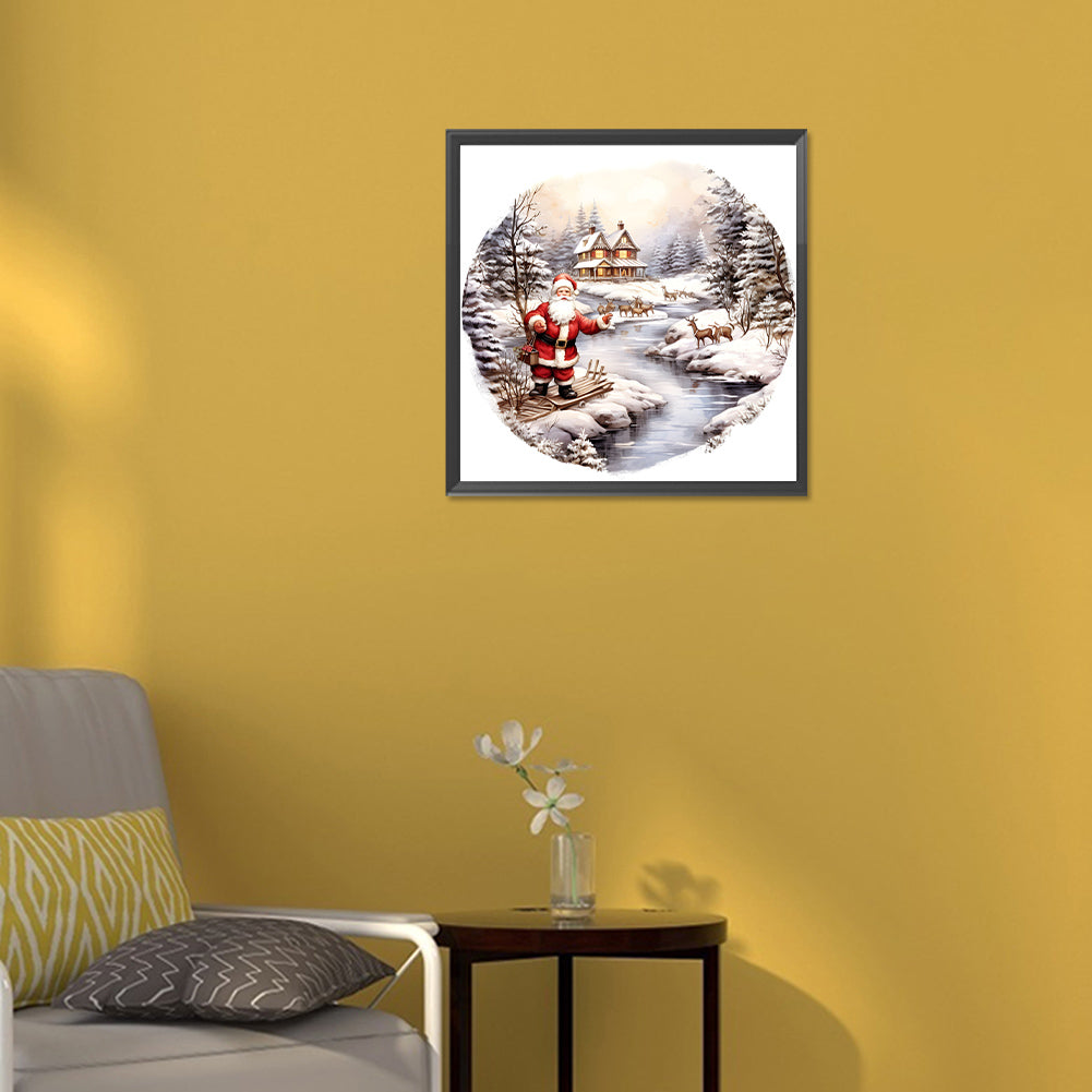 Santa In The Snow - Full Round Drill Diamond Painting 30*30CM