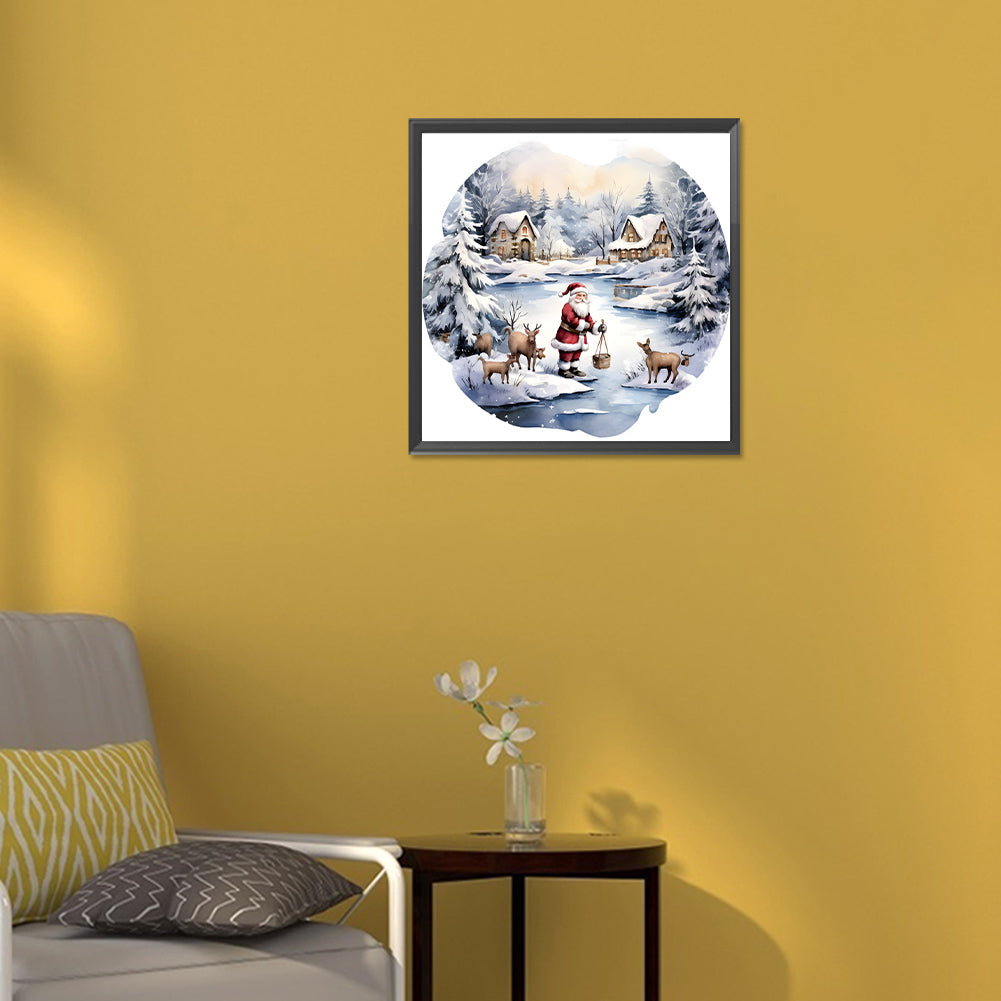 Santa In The Snow - Full Round Drill Diamond Painting 30*30CM