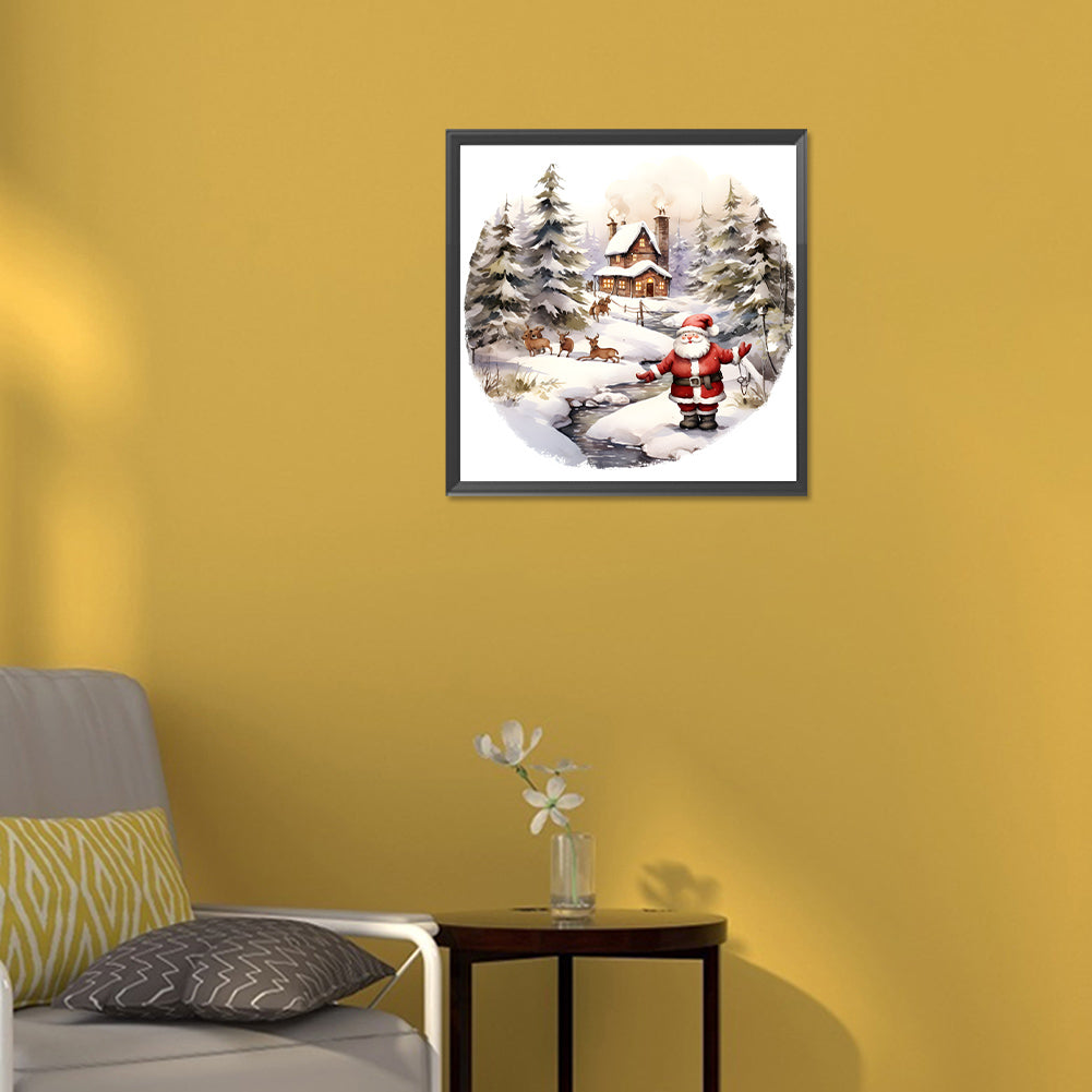 Santa In The Snow - Full Round Drill Diamond Painting 30*30CM
