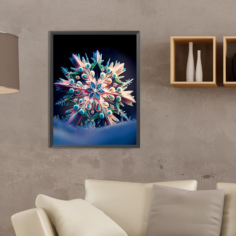 Orange Green Snowflake - Full Round Drill Diamond Painting 30*40CM