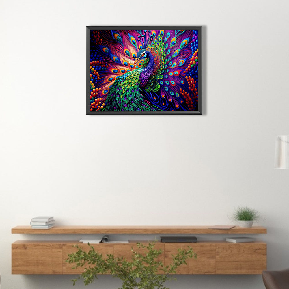 Peacock - Full AB Square Drill Diamond Painting 40*30CM