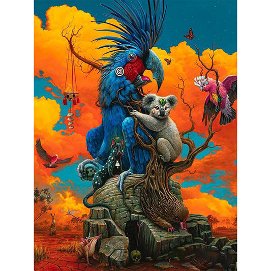 Blue Tit Koala - 11CT Stamped Cross Stitch 50*65CM