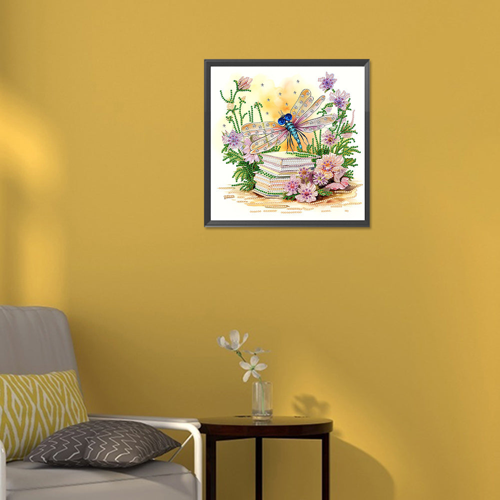 Flowers And Dragonflies - Special Shaped Drill Diamond Painting 30*30CM