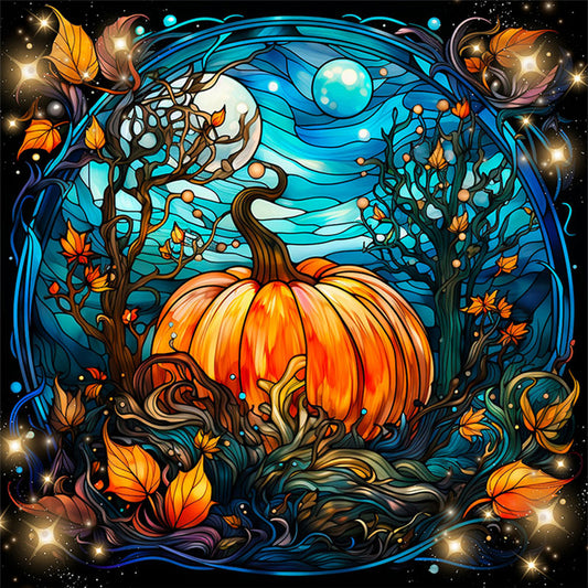 Glass Painting-Pumpkin - 11CT Stamped Cross Stitch 45*45CM