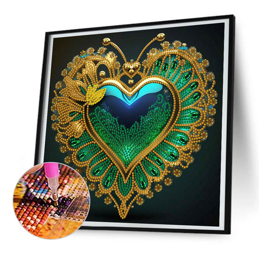 Peacock Heart - Special Shaped Drill Diamond Painting 30*30CM