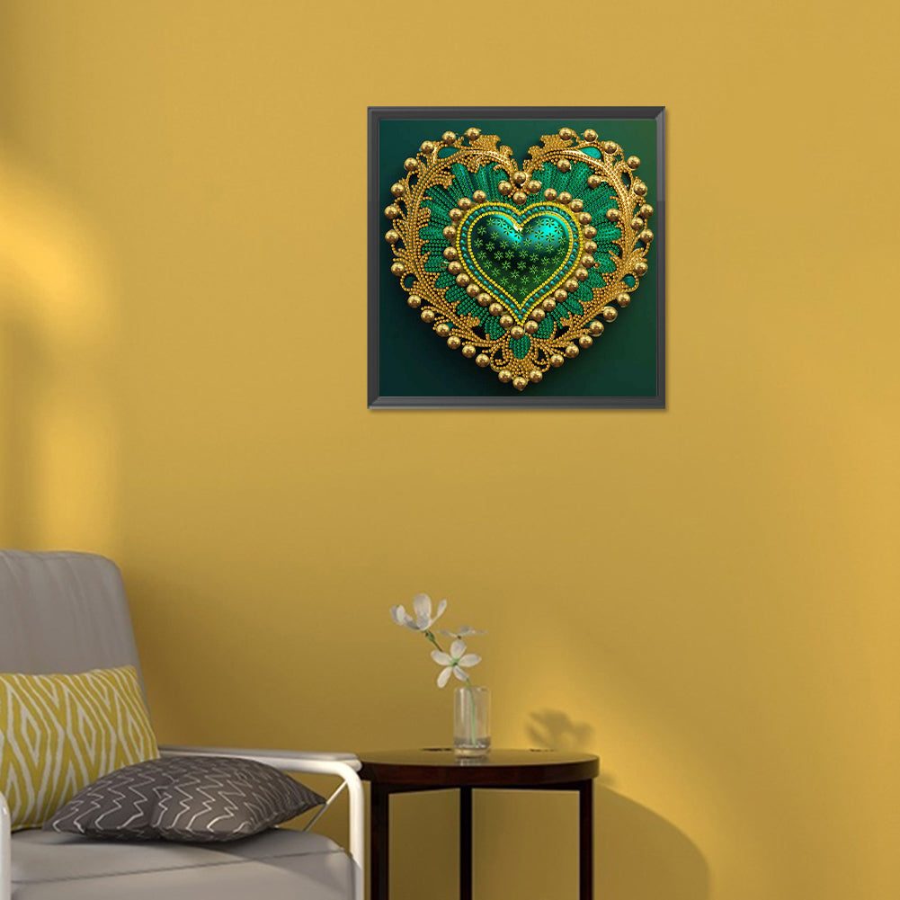 Peacock Heart - Special Shaped Drill Diamond Painting 30*30CM