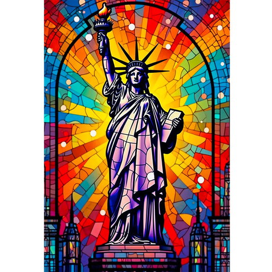 Glass Painting-Statue Of Liberty - 11CT Stamped Cross Stitch 50*70CM