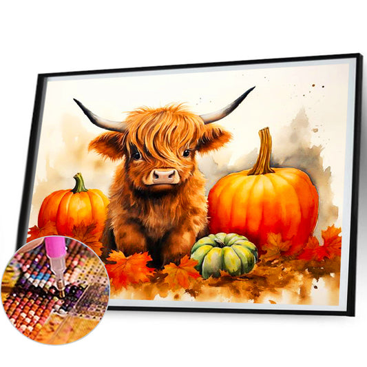 Cow And Pumpkin Patch - Full Round Drill Diamond Painting 60*50CM