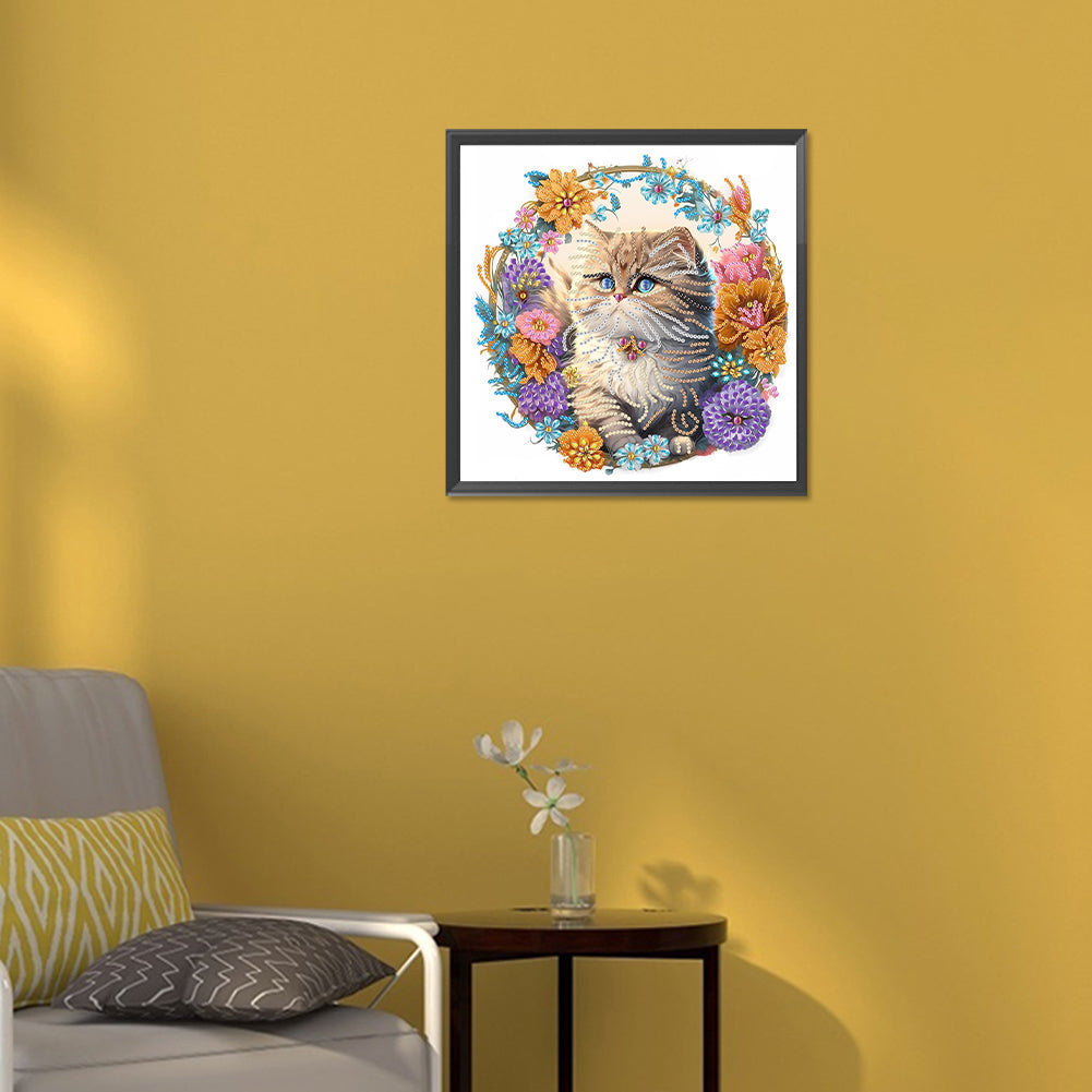 Garland Cat - Special Shaped Drill Diamond Painting 30*30CM