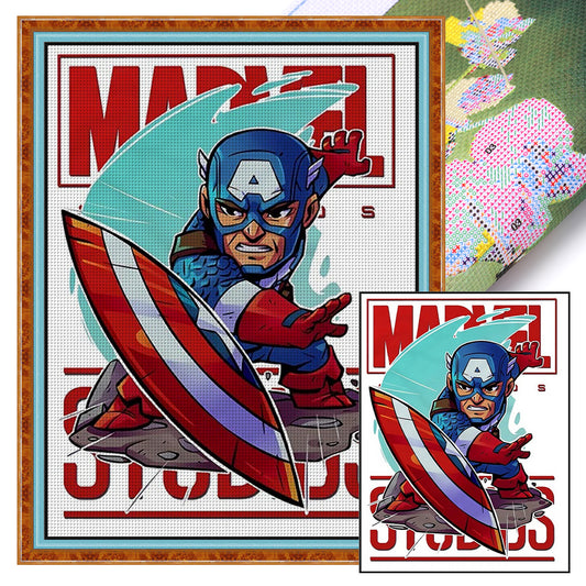 Avengers-Captain America - 11CT Stamped Cross Stitch 40*55CM