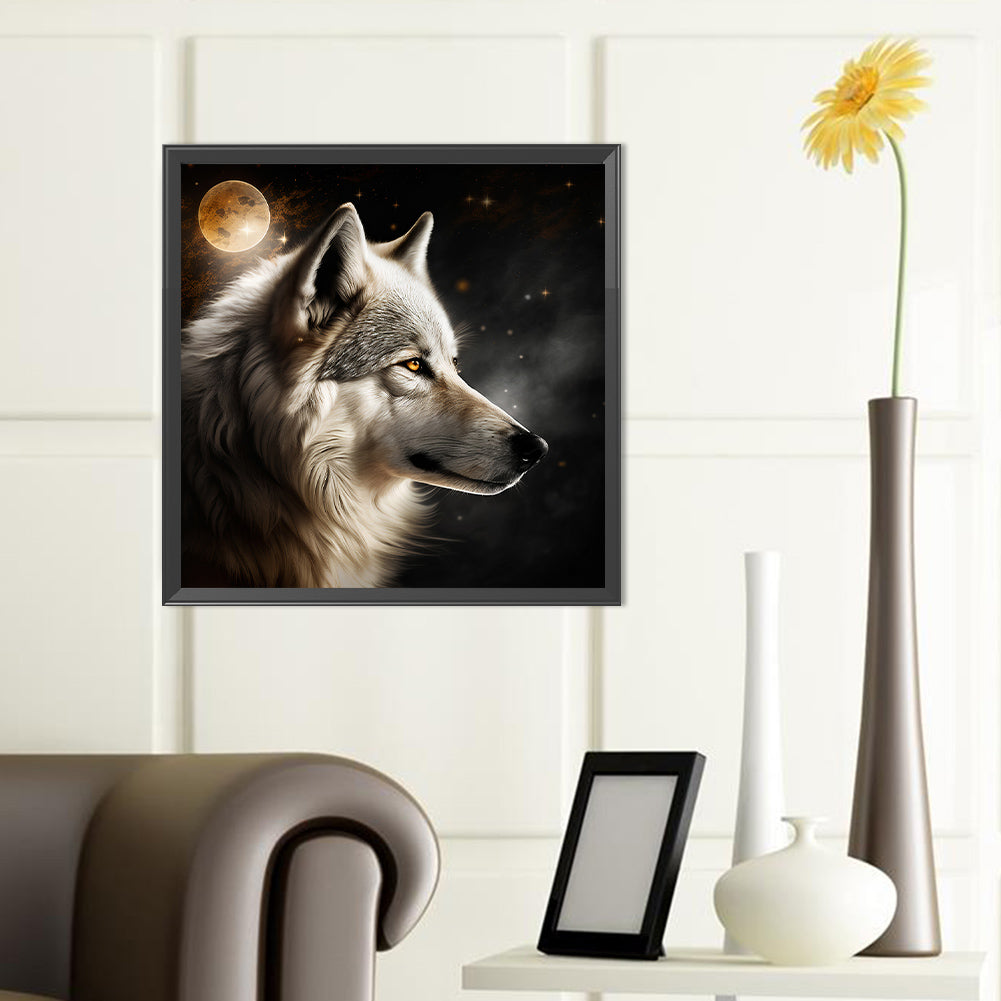Dark Night Wolf - Full Round Drill Diamond Painting 40*40CM