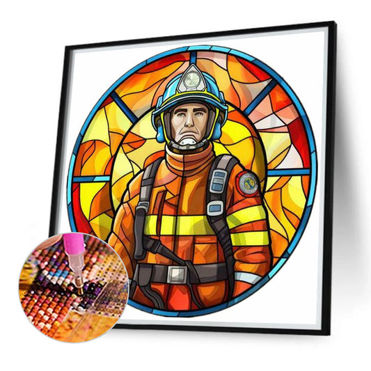 Medallion Firefighter - Full Round Drill Diamond Painting 40*40CM