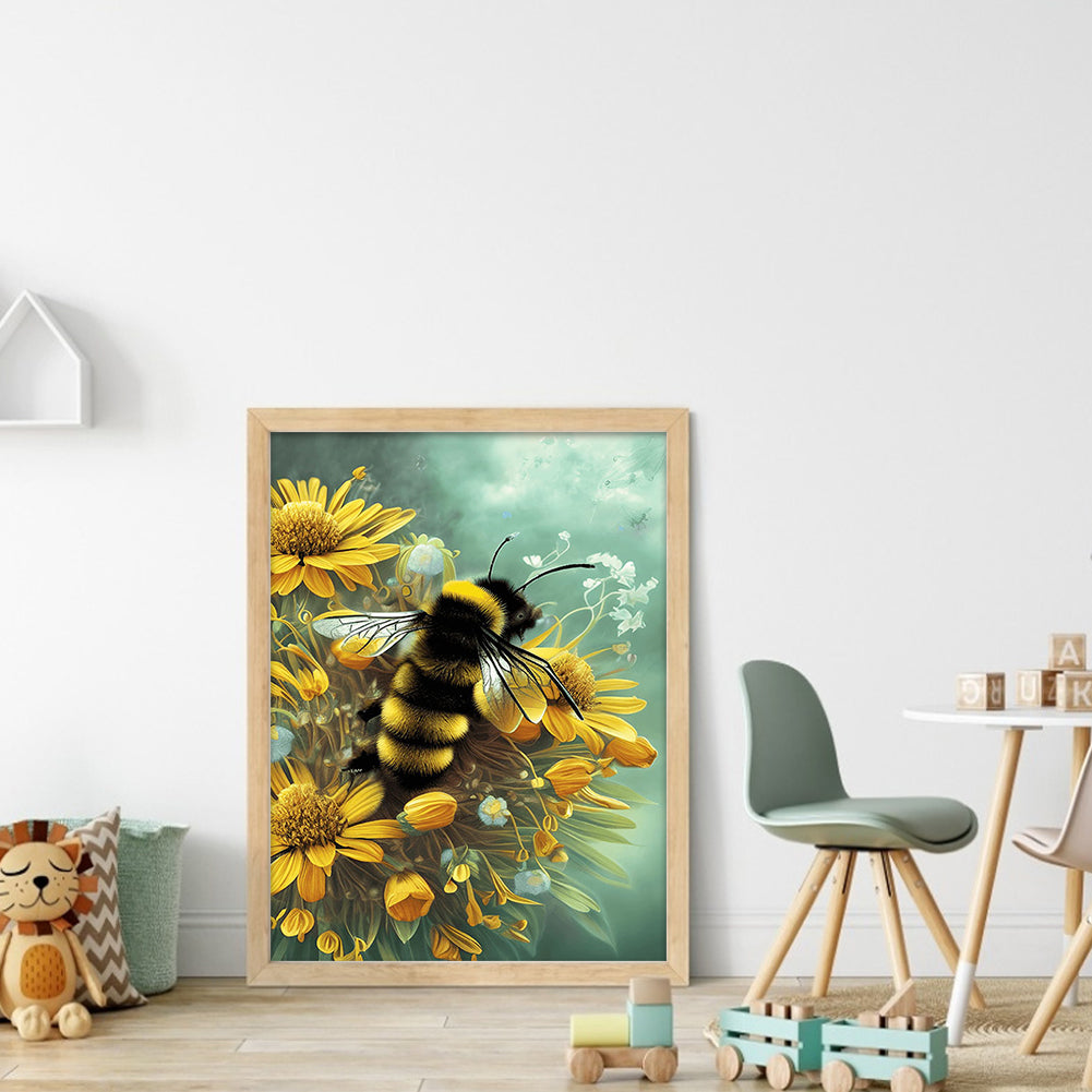 Bee And Chrysanthemum - 11CT Stamped Cross Stitch 40*55CM