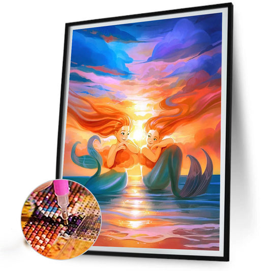 Twin Mermaids - Full Round Drill Diamond Painting 50*60CM