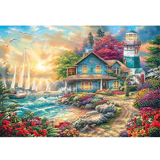 Sunset Landscape - 18CT Stamped Cross Stitch 60*45CM