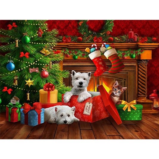 Christmas Puppy - Full Square Drill Diamond Painting 40*30CM