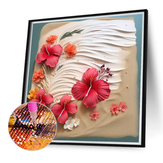 Clean Beach Flowers - Full Round Drill Diamond Painting 40*40CM