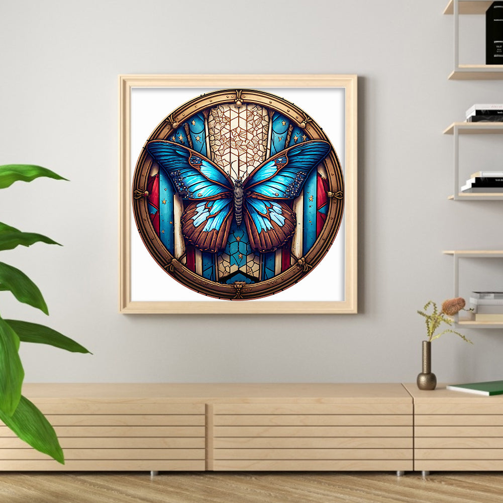 American Flag - Butterfly - 11CT Stamped Cross Stitch 40*40CM