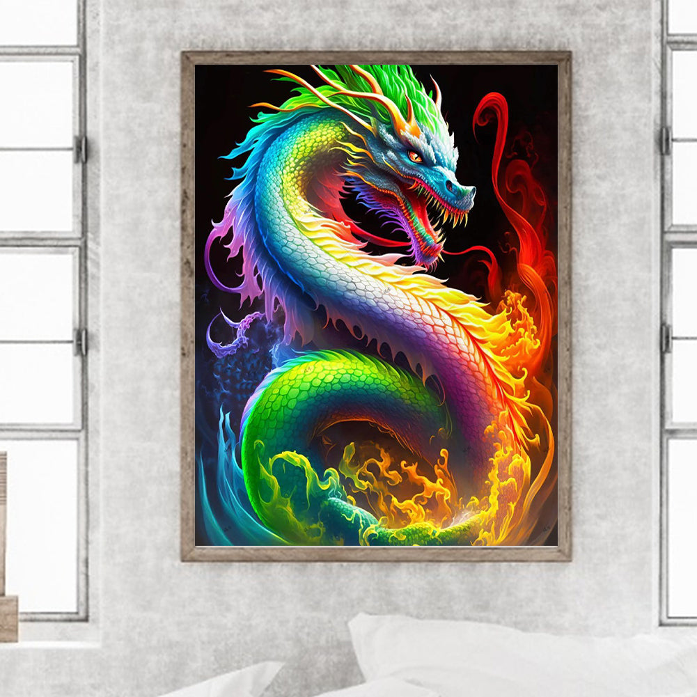Colorful Dragon - Full Round Drill Diamond Painting 30*40CM