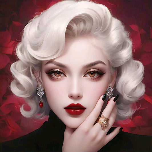 White Haired Woman - 11CT Stamped Cross Stitch 50*50CM